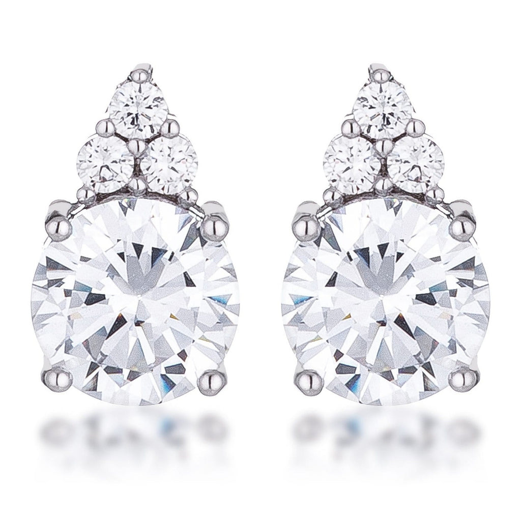 Simple Rhodium Plated 9mm Clear CZ Stud Earring