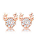 18k Rose Gold Plated Clear CZ Reindeer Earrings